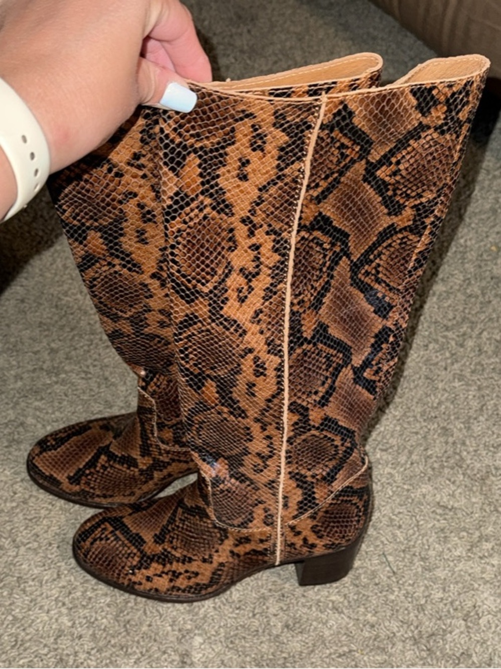 NWOT FRYE Snake Skin Print Leather Boots